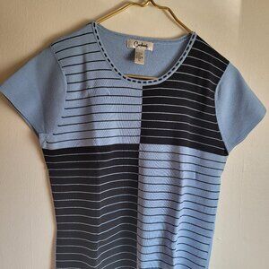 Carducci Striped Top Women Sleeveless Size XL Rayon Nylon Blue Black Crew neck